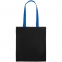 Холщовая сумка BrighTone, черная с ярко-синими ручками - 3