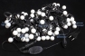 Нить-шарик 2,2 см, RGB, 50 LED, Мульти 5 м, каучуковый черный провод  2,2 мм, соединяется - 2
