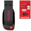 Флеш-диск 64 GB, SANDISK Cruzer Blade, USB 2.0, черный/красный, SDCZ50-064G-B35 - 1