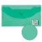 Папка-конверт с кнопкой МАЛОГО ФОРМАТА (250х135 мм), прозрачная, зеленая, 0,18 мм, BRAUBERG, 224029 - 6