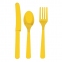 Многоразовые приборы (ножи, вилки, ложки), набор 24 шт., пластик, желтый цвет, 1502-1084 - 1