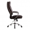 Кресло офисное МЕТТА "LK-11CH", кожа, хром, коричневое - 2