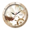 Часы настенные TROYKA 11135172, круг, бежевые с рисунком "Парусник", бежевая рамка, 29х29х3,5 см - 1