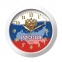 Часы настенные TROYKA 11110191, круг, белые с рисунком "Россия", белая рамка, 29х29х3,5 см - 1