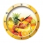Часы настенные TROYKA 11150157, круг, белые с рисунком "Фрукты", желтая рамка, 29х29х3,5 см - 1