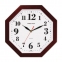 Часы настенные TROYKA 41431416, восьмигранник, белые, коричневая рамка, 29х29х3,5 см - 1