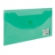 Папка-конверт с кнопкой МАЛОГО ФОРМАТА (250х135 мм), прозрачная, зеленая, 0,18 мм, BRAUBERG, 224029 - 1