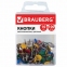 Кнопки канцелярские BRAUBERG, металлические, цветные, 10 мм, 100 шт., в пластиковой коробке, 221114 - 1