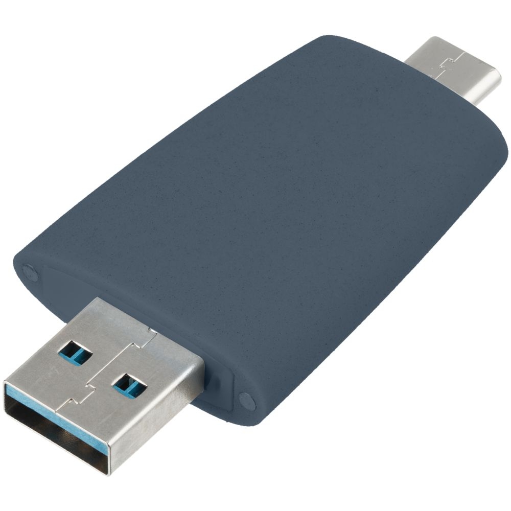 Флешка Pebble Type-C, USB 3.0, серо-синяя, 32 Гб - 3