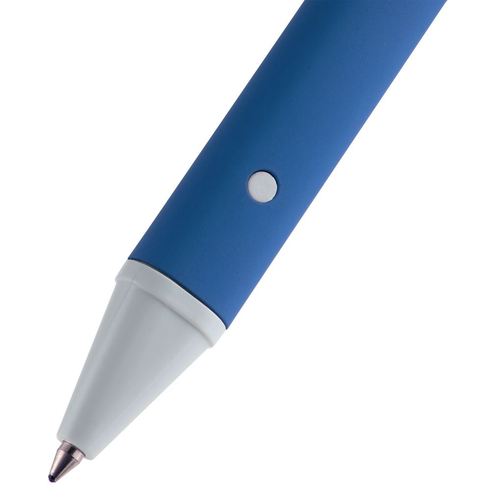 Ручка шариковая Button Up, синяя с белым - 5