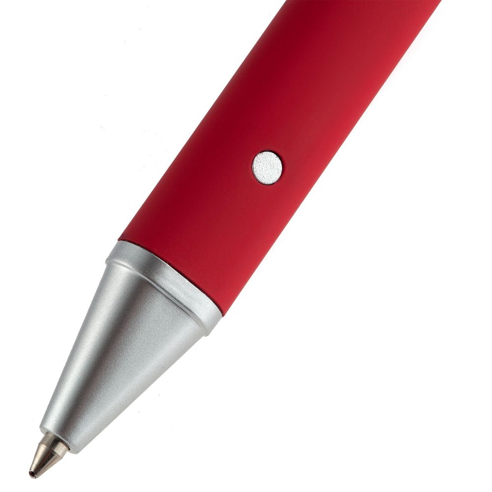 Ручка шариковая Button Up, красная с серебристым - 5