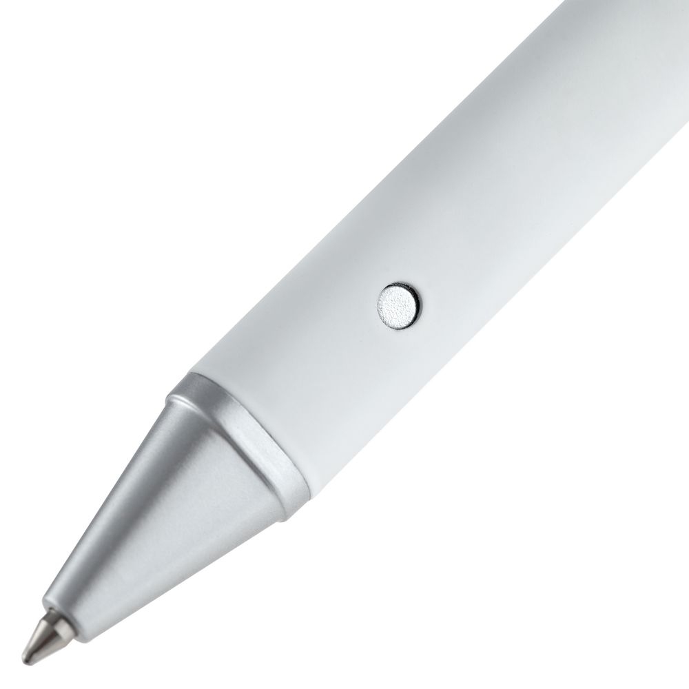 Ручка шариковая Button Up, белая с серебристым - 5