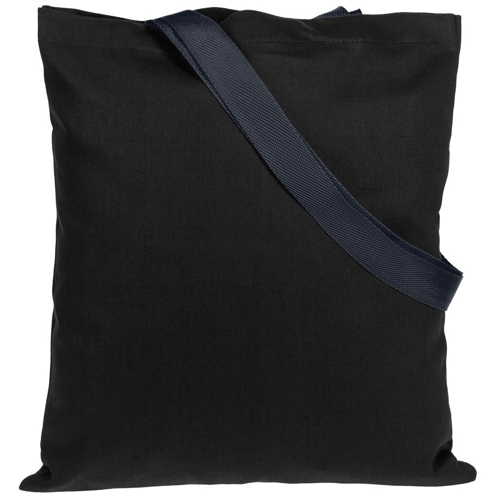 Холщовая сумка BrighTone, черная с темно-синими ручками - 1