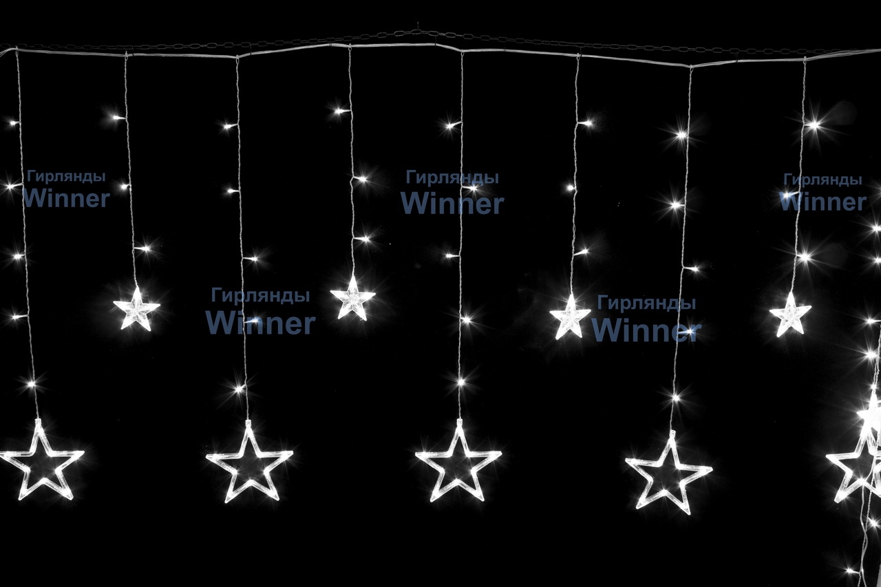 Бахрома-Звезда "s" 138 LED Белый, 2,5х0,95х0,55 м, пр-прозр, контрол-рычажковый, стыкуется - 3