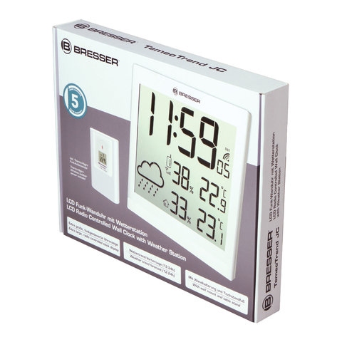 Метеостанция BRESSER TemeoTrend JC LCD, термодатчик, гигрометр, часы, будильник, белый, 73268 - 6