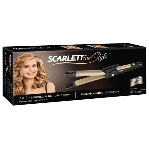 Стайлер для волос SCARLETT SC-HS60595, 30 Вт, выпрямление/завивка, 1 режим, керамика, черный/золото, SC - HS60595 - 5