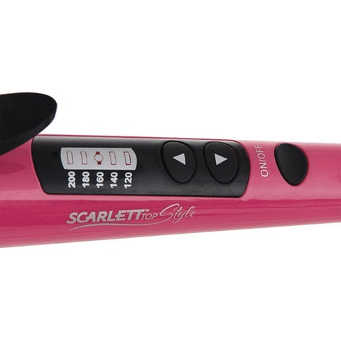 Стайлер для волос SCARLETT SC-HS60T50, 45 Вт, выпрямление/завивка, 5 режимов, турмалин, розовый, SC - HS60T50 - 4