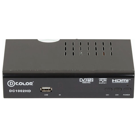 Приставка для цифрового ТВ DVB-T2 D-COLOR DC1002HD RCA, HDMI, USB, дисплей, пульт ДУ - 2