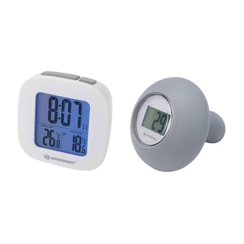 Термометр для ванной комнаты BRESSER MyTemp WTM, цифровой, сенсорный термодатчик воды, будильник, белый, 73272 - 4