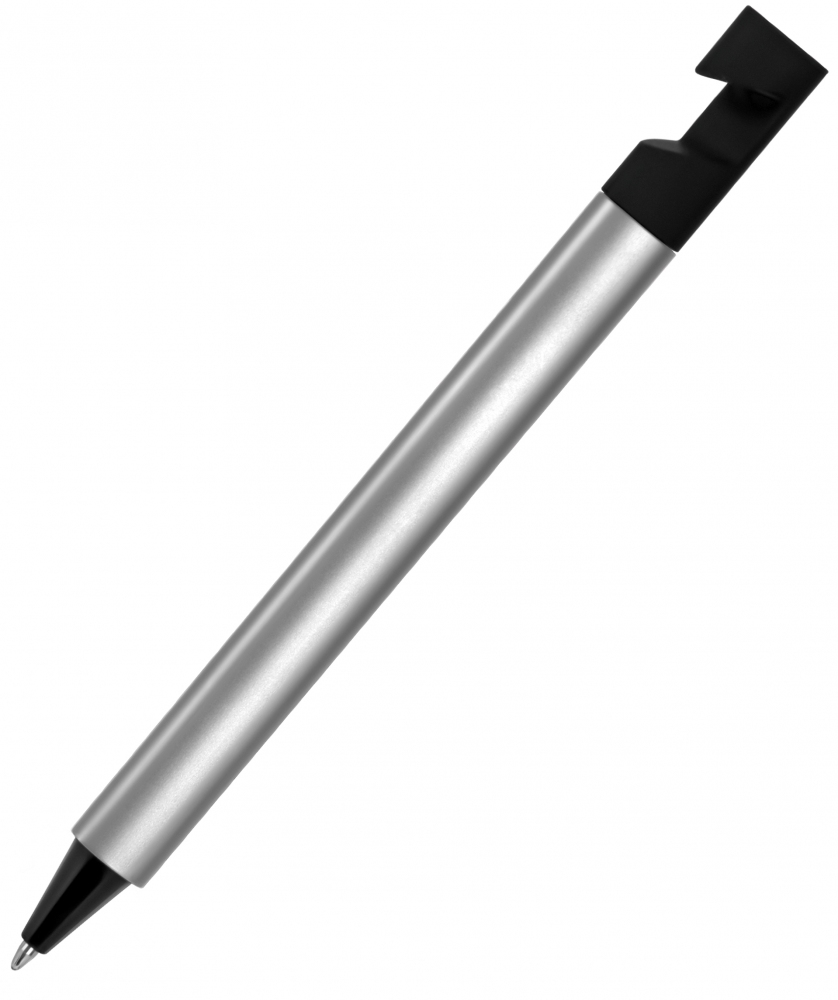 N5, ручка шариковая, серебристый/черный, пластик, металлизир. напыление, подставка для смартфона - 203435