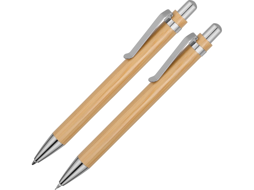 Набор «Bamboo»: шариковая ручка и механический карандаш, натуральный, бамбук/металл - 407257