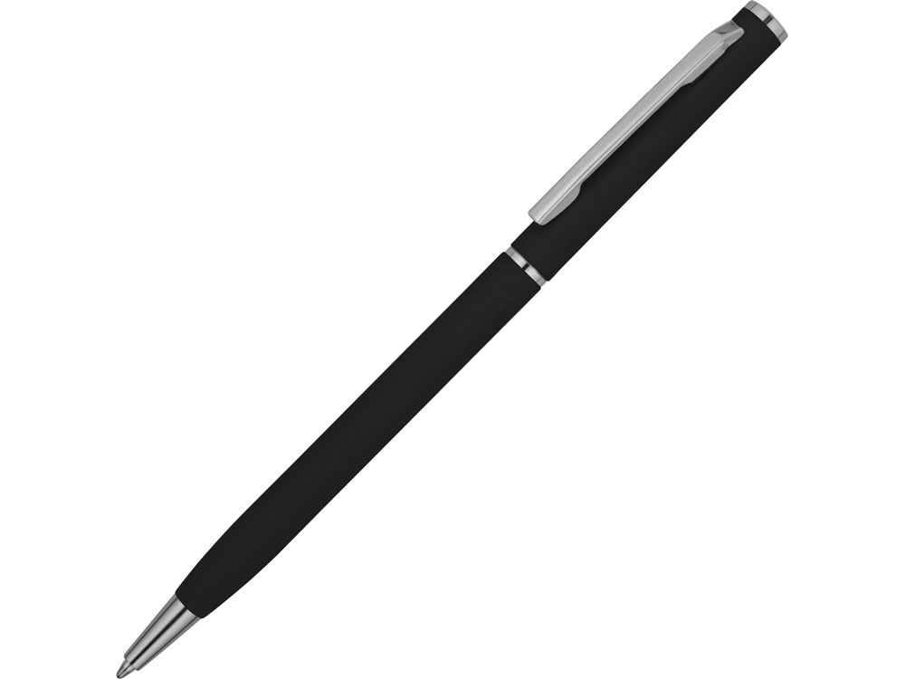 Ручка металлическая шариковая «Атриум софт-тач», черный/серебристый, металл
