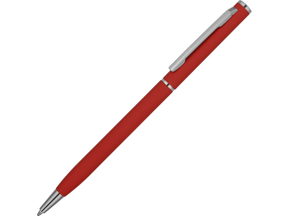 Ручка металлическая шариковая «Атриум софт-тач», красный/серебристый, металл