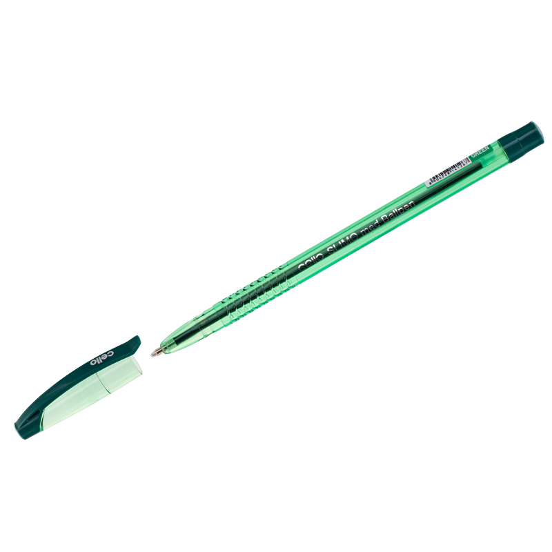 Ручка шариковая Cello "Slimo" зеленая, 1,0мм, штрих-код - 410351