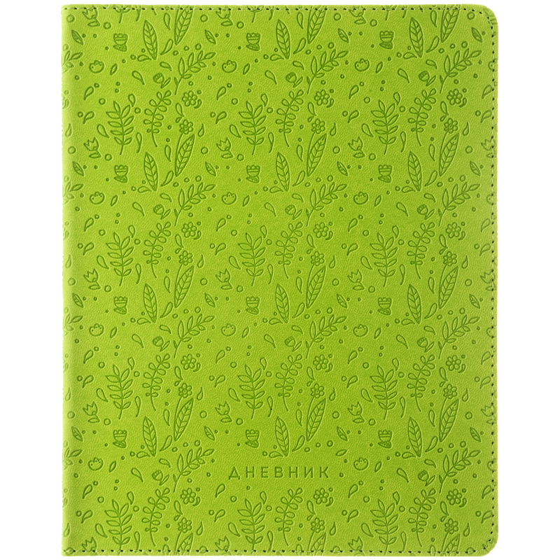 Дневник 1-11 кл. 48л. ЛАЙТ "Leaves pattern. Green", иск. кожа, ляссе, тиснение - 435700