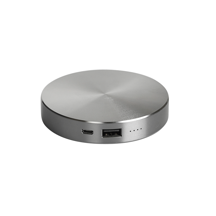Универсальное зарядное устройство "UFO" (6000mAh) в подарочной коробке,темно-серый,8,6х1,5 см,металл