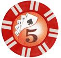 Фишки для игры в покер Royal Flush с номиналом 5 (25 шт) - 209612