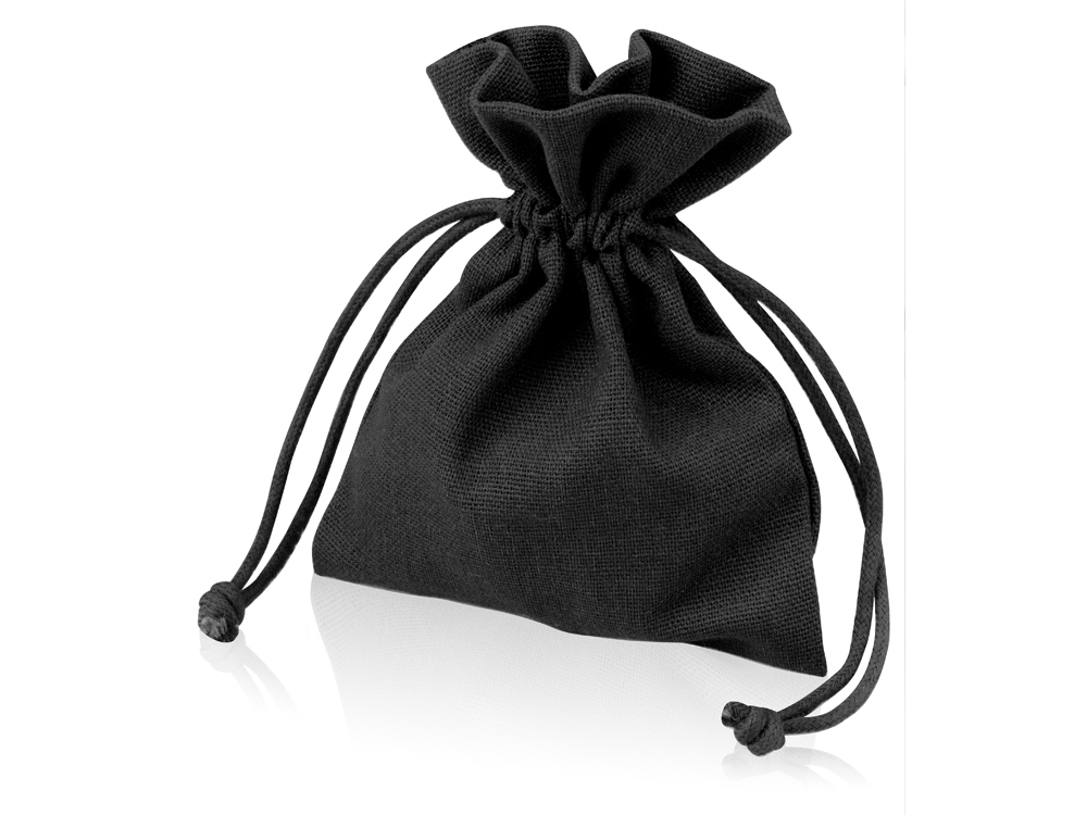 Мешочек подарочный, лен, малый, черный, 10 х 12,5 см - 141433