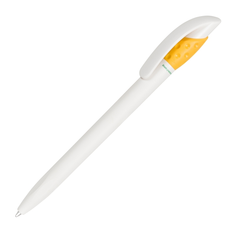 Ручка шариковая GOLF GREEN, белый/желтый классик, пластик - 203554
