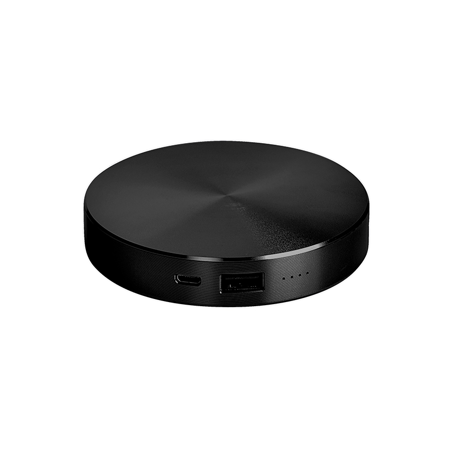 Универсальное зарядное устройство "UFO" (6000mAh) в подарочной коробке, черный,8,6х1,5 см,металл