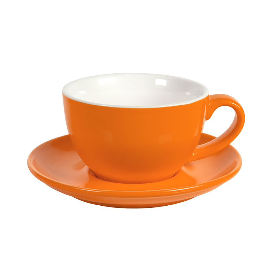 Чайная/кофейная пара CAPPUCCINO, оранжевый, 260 мл, фарфор