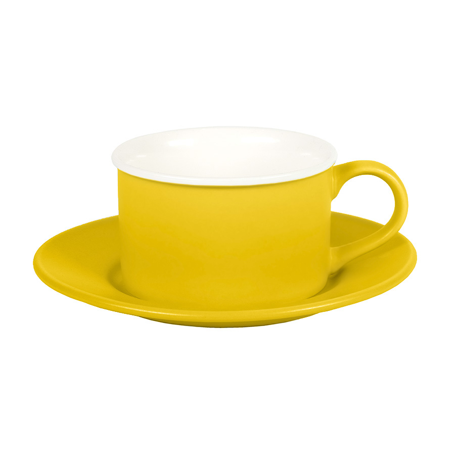 Чайная пара ICE CREAM, желтый с белым кантом, 200 мл, фарфор - 427975