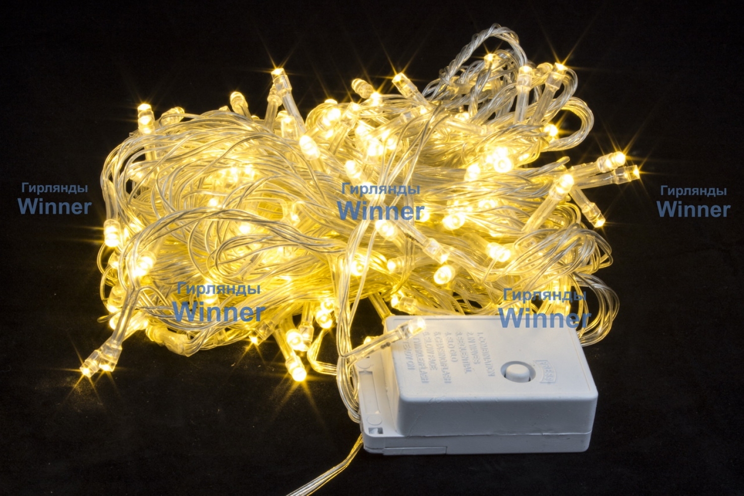 Нить 200 LED, Тёпло-белый 13,5 м, прозрачный провод - 402832