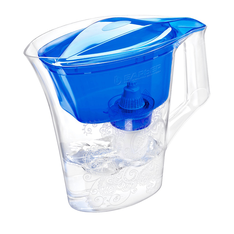 Кувшин-фильтр для воды Барьер "Танго" синий с узором, с картриджем, 2,5л, без индикатора, В291Р00 - 435183