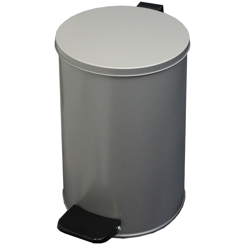 Ведро-контейнер для мусора (урна) Титан, 10л, с педалью, круглое, металл, серый металлик, 268443