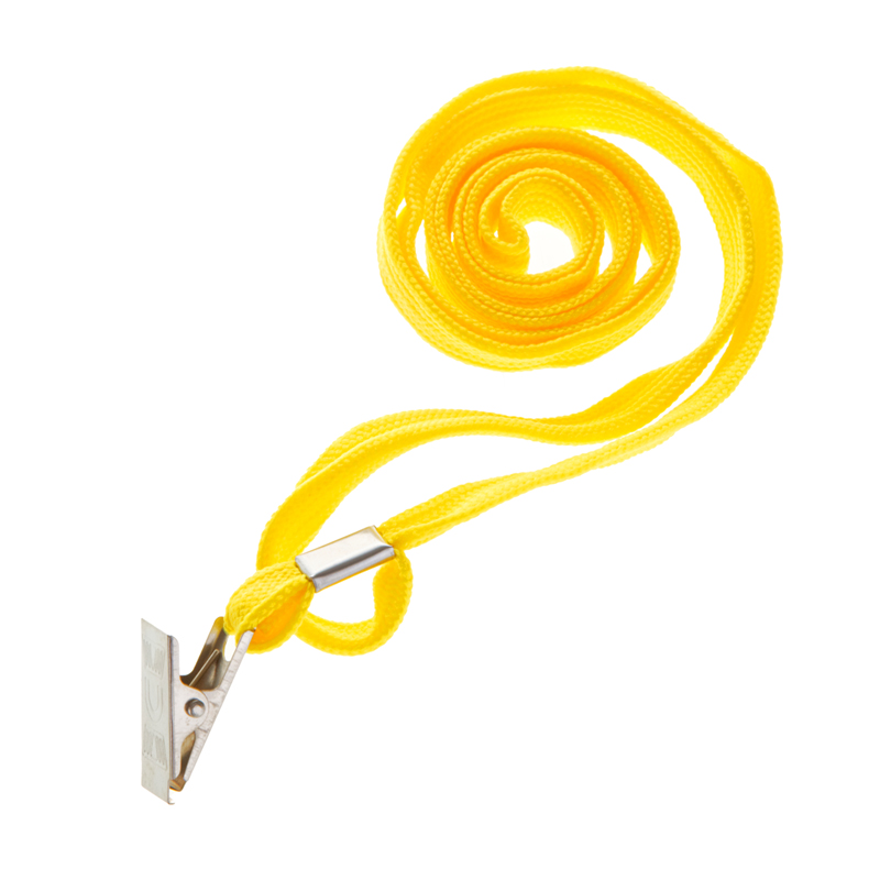 Шнурок для бейджей OfficeSpace, 45см, металлический клип, желтый - 435256