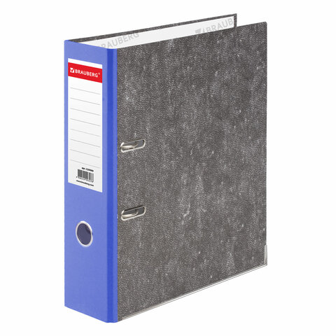 Папка-регистратор BRAUBERG, фактура стандарт, с мраморным покрытием, 75 мм, синий корешок, 220989 - 558708