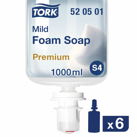 Картридж с жидким мылом-пеной одноразовый TORK (Система S4), мягкое, 1 л, 520501 - 517044