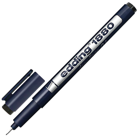 Ручка капиллярная (линер) EDDING DRAWLINER 1880, ЧЕРНАЯ, толщина письма 0,1 мм, водная основа, E-1880-0.1/1 - 555487