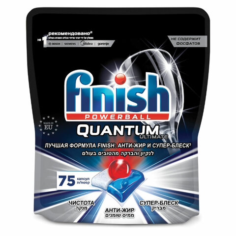Таблетки для мытья посуды в посудомоечных машинах 75 шт. FINISH Quantum Ultimate, дой-пак, 95903, 3120823 - 517779