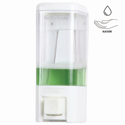 Дозатор для жидкого мыла LAIMA, НАЛИВНОЙ, 0,48 л, белый, ABS пластик, 605052 - 516976