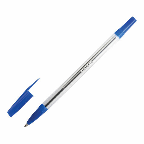 Ручка шариковая STAFF "BP-03", СИНЯЯ, корпус прозрачный, узел 1 мм, линия письма 0,5 мм, 143742 - 558803