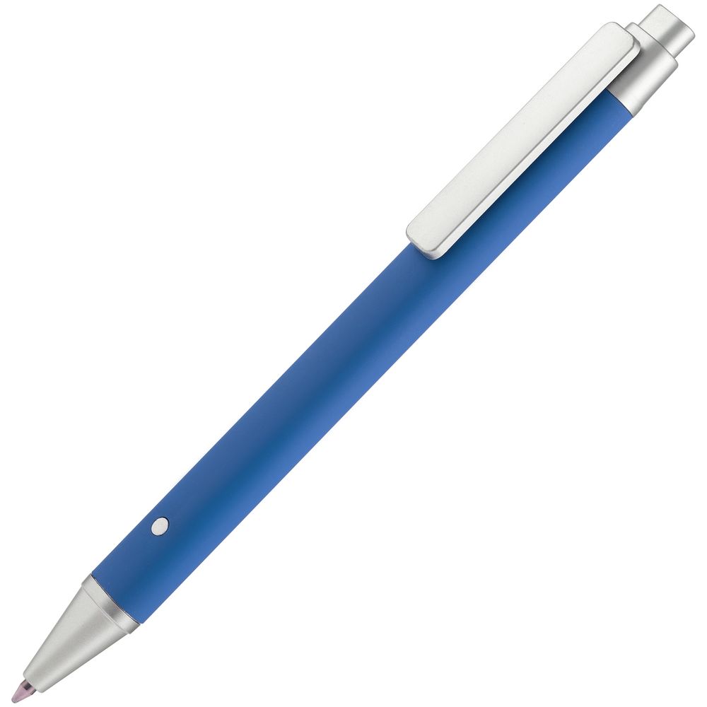 Ручка шариковая Button Up, синяя с серебристым - 426457