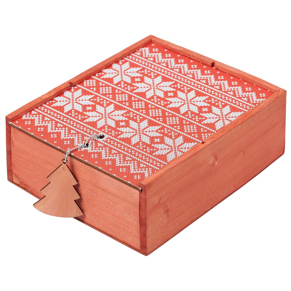 Коробка деревянная «Скандик», большая, красная 22,5х27х10 см - 426160