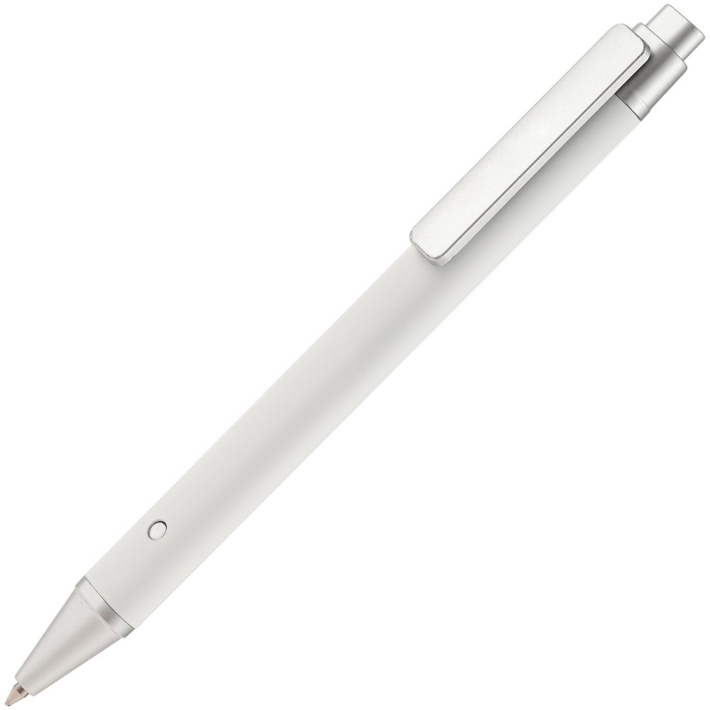 Ручка шариковая Button Up, белая с серебристым - 426454