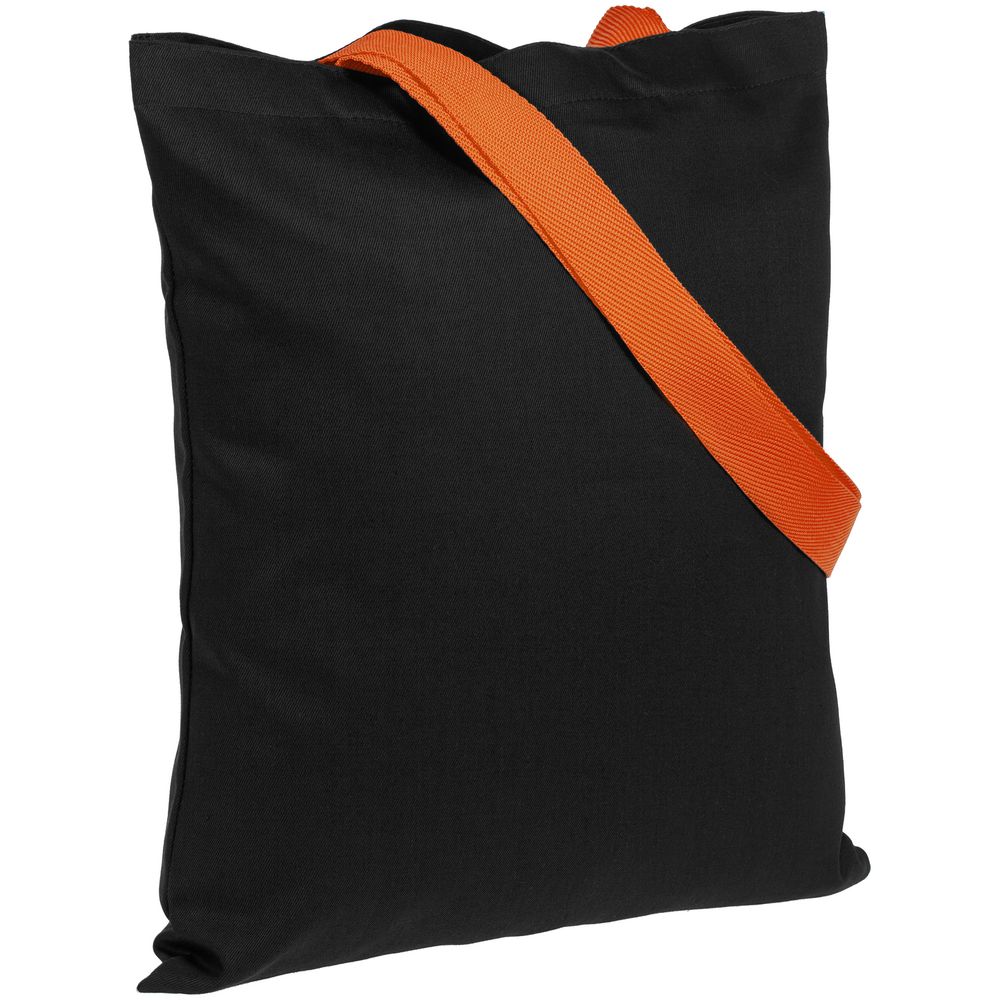 Холщовая сумка BrighTone, черная с оранжевыми ручками - 401882